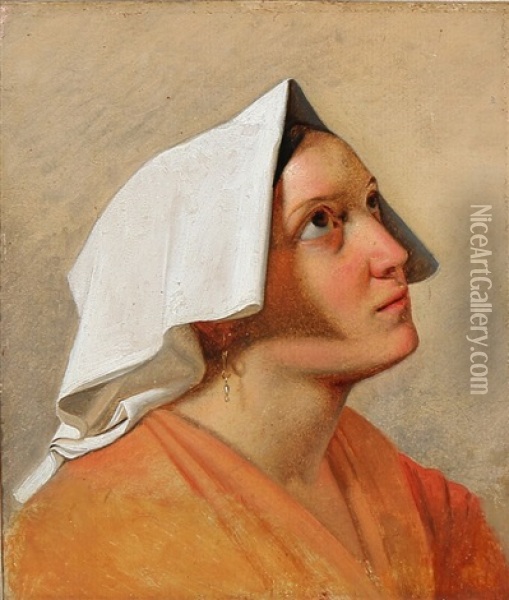 An Italian Woman Oil Painting - August Heinrich Riedel