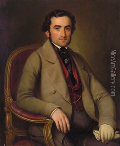 Portrait Des Kapellmeisters Joseph Heinisch Oil Painting - Joseph Lavos