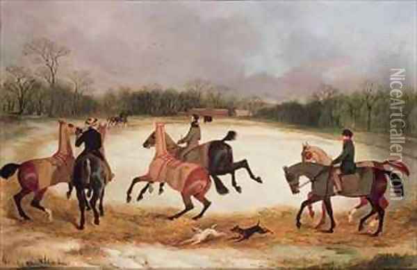 Grooms exercising racehorses Oil Painting - David of York Dalby
