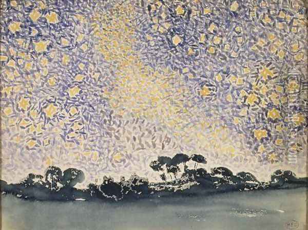 Landscape with Stars Oil Painting - Henri Edmond Cross