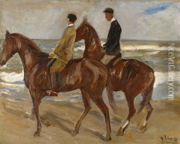 Two Riders On The Beach Oil Painting - Max Liebermann