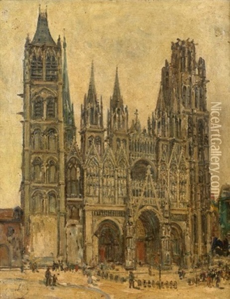 Vue De La Cathedrale Notre-dame De Rouen Oil Painting - Gustave Madelain