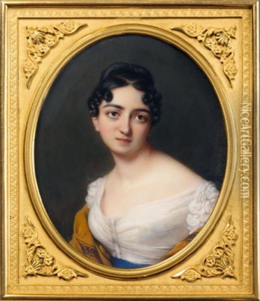 Portrait De Mademoiselle Delie Oil Painting - Pierre-Louis (Henri) Grevedon