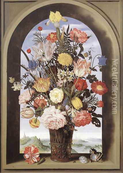 Bouquet in an Arched Window 1620 Oil Painting - Ambrosius the Elder Bosschaert