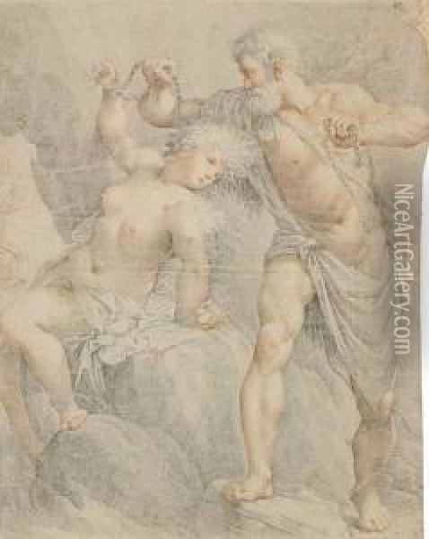 Hercules Liberating Hesione Oil Painting - Giuseppe Cades