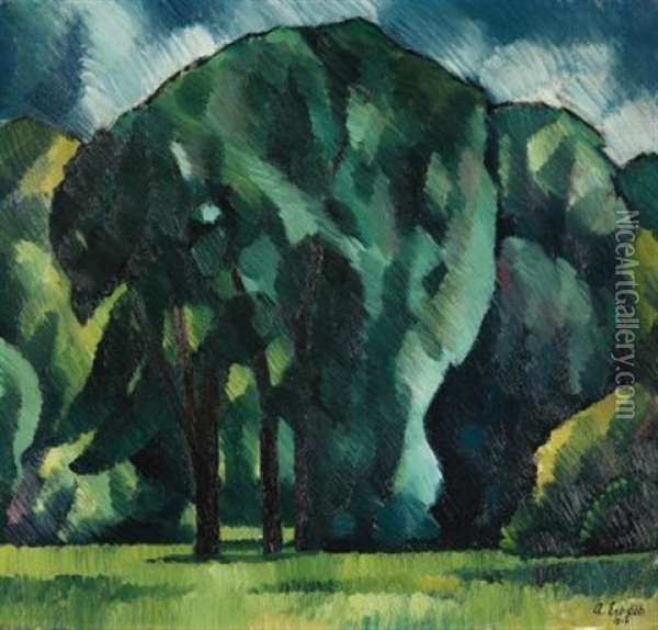 Baumgruppe Im Englischen Garten (elefantenbaume) Oil Painting - Adolf Erbsloeh