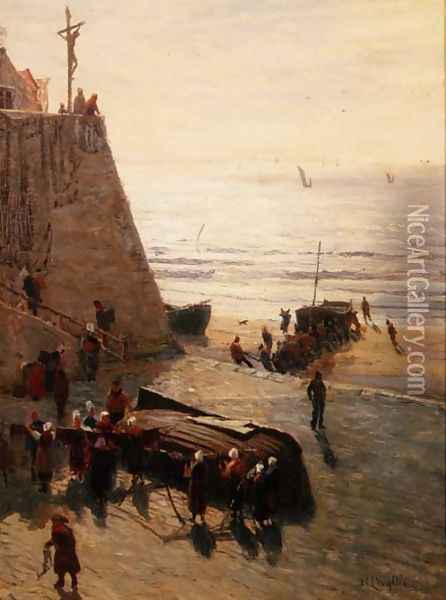 Drying the Nets Oil Painting - William Lionel Wyllie