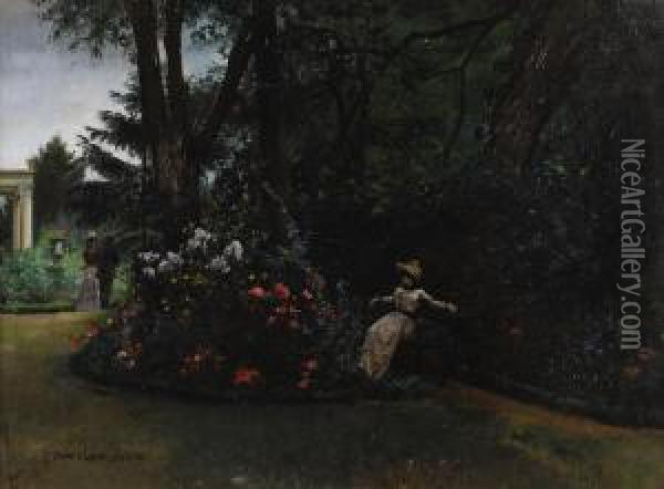 A Rest In The Garden Oil Painting - Pierre Carrier-Belleuse