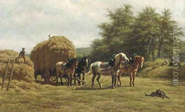 Late summer loading the hay-cart Oil Painting - Willem Carel Nakken