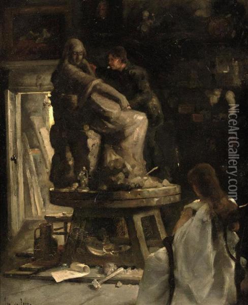 De Beeldhouwer: Sculptor At Work Oil Painting - Jan De Jong