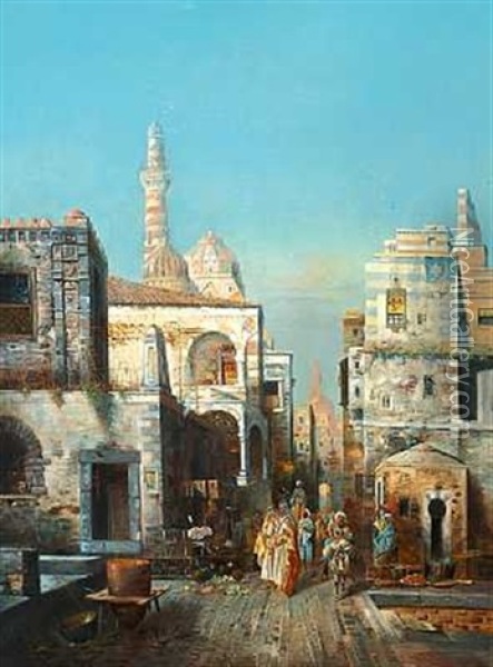 Orientalske Scenerier (pair) Oil Painting - F. Dupin