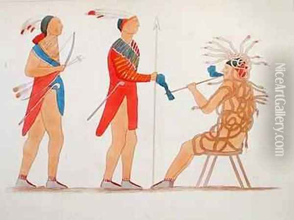 Atotarho the First Iroouols Ruler from Information Respecting the History Condition and Prospects of the Indian Tribes of the United States Oil Painting - Seth Eastman