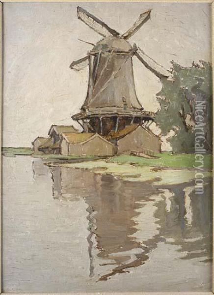 Windmill At Edam, Holland Oil Painting - Georgina Moutray Kyle