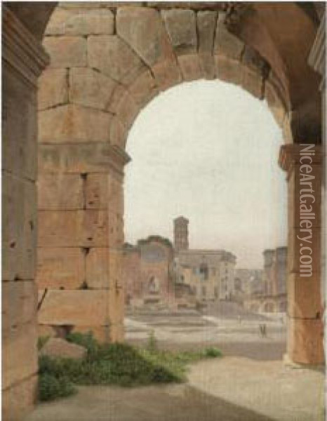 Forum Romanum Set Fra Colosseum (the Forum Romanum From Thecolosseum) Oil Painting - Christoffer Wilhelm Eckersberg