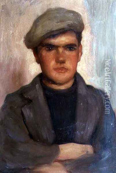 Boy Wearing a Cap Oil Painting - Henry Scott Tuke