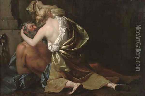 Roman Charity Oil Painting - French School