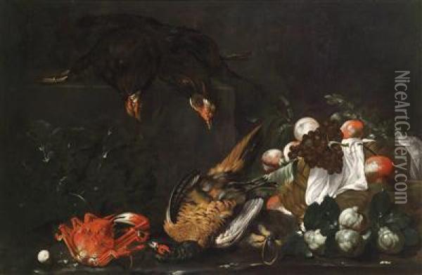 Hunting Still Life With Shot Wildfowl Oil Painting - Simone Del Tintore