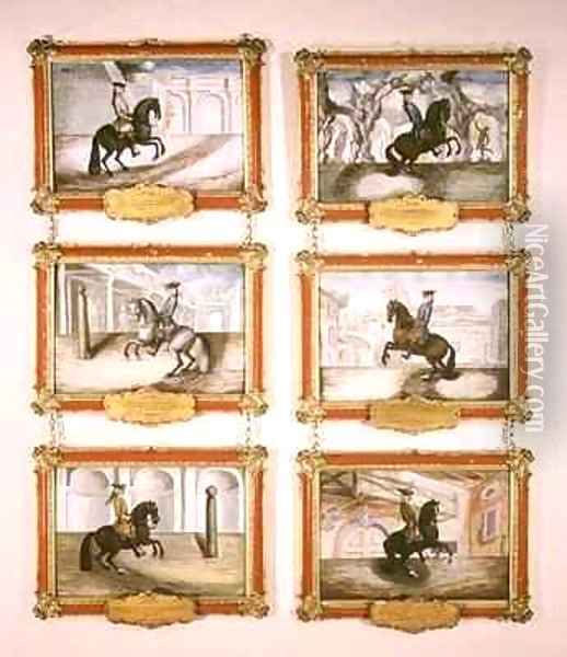 The Spanish Riding School six equestrian paintings Oil Painting - Baron Reis d' Eisenberg