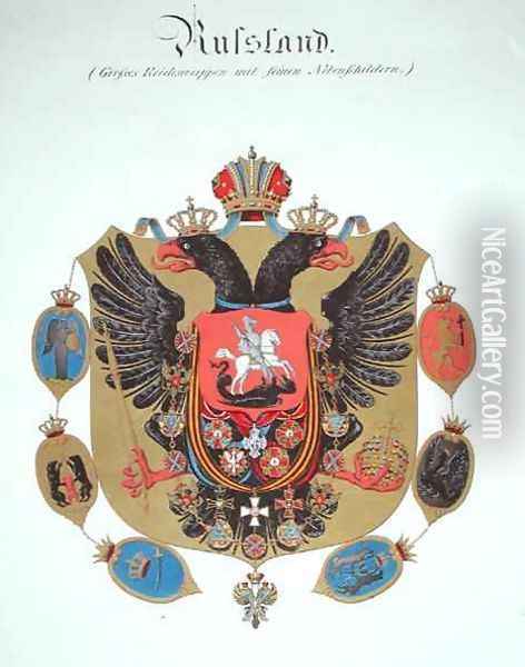 Arms and shield of the state of Imperial Russia Oil Painting - C. Hildebrandt