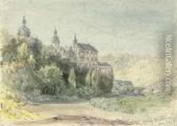 View Of Schloss Weilburg On The Lahn, Germany Oil Painting - William Callow