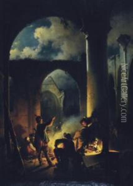 Secret Meeting Among The Ruins Oil Painting - Jan Michael Ruyten