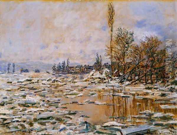 Breakup of Ice Grey Weather 1880 Oil Painting - Claude Oscar Monet