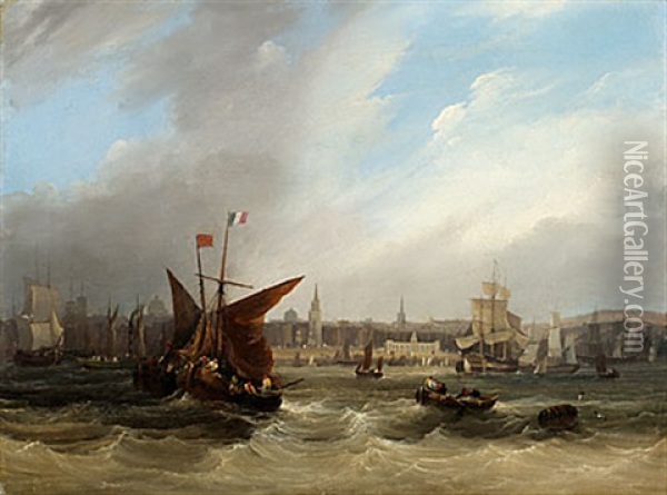 Utanfor Liverpools Hamn Oil Painting - Frederick Calvert