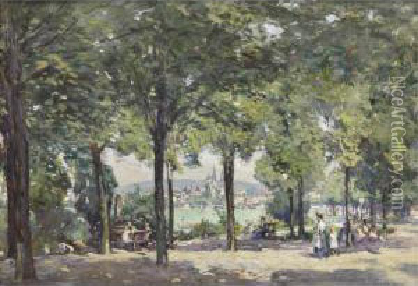 A View Of Zurich By The Lake Oil Painting - Colin Campbell Cooper