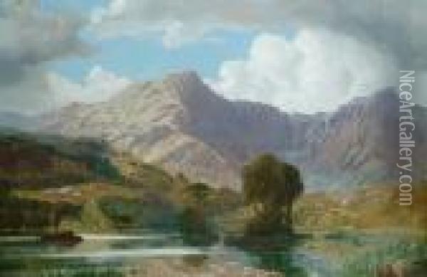 A Mountain Landscape Oil Painting - Joseph Paul Pettitt