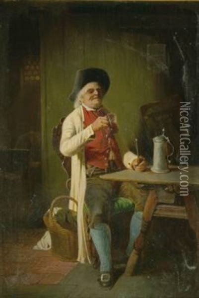 Die Weinprobe Oil Painting - Johann Ferdinand Julius Hintze