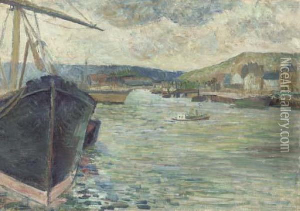 La Seine A Rouen Oil Painting - Paul Gauguin