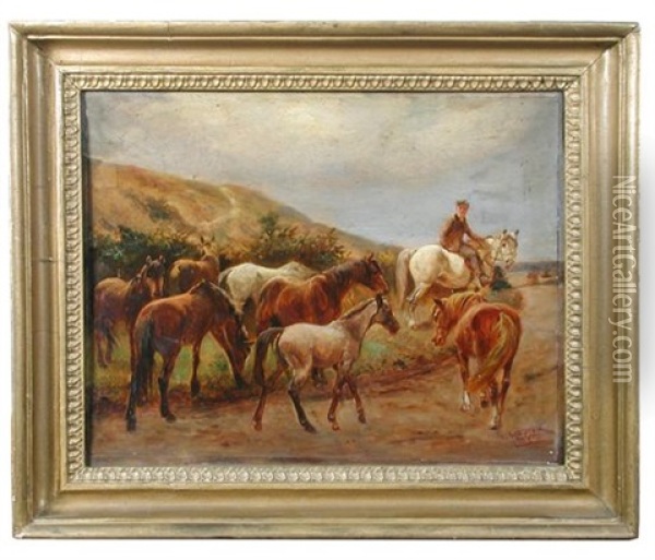 New Forest Ponies Oil Painting - Thomas Ivester Lloyd