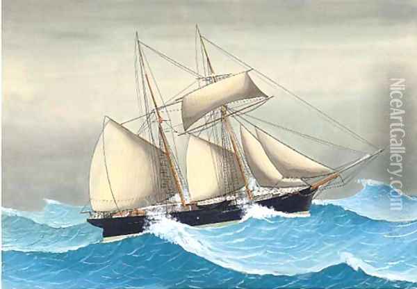 The Jersey schooner Empress at sea Oil Painting - English School