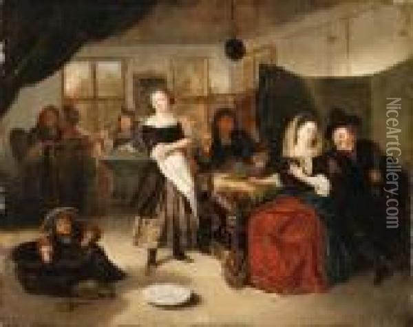 A Merry Company In A Tavern Oil Painting - Richard Brakenburgh