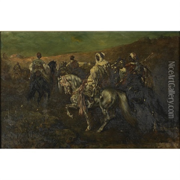 Arabian Horsemen Oil Painting - Benjamin Roubaud