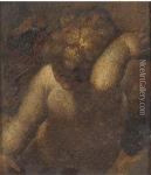 A Putto: A Fragment Oil Painting - Correggio, (Antonio Allegri)