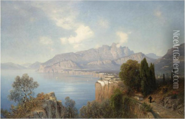Sorrento (view Of Sorrento) Oil Painting - Oswald Achenbach