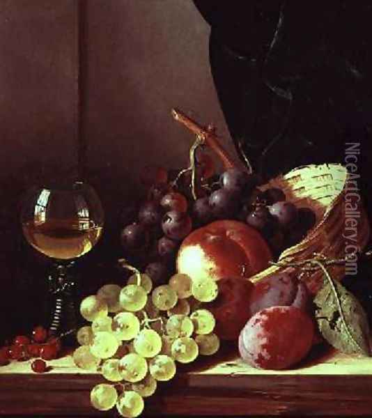 Grapes and plums Oil Painting - Edward Ladell