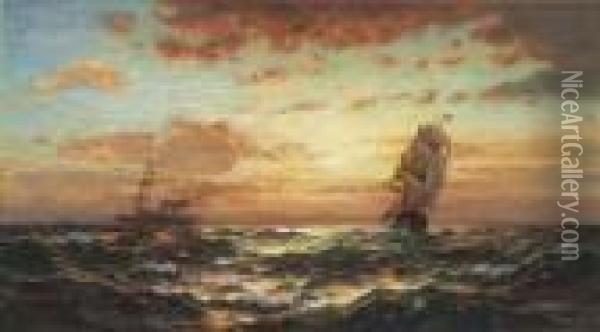 Sunset Marine Oil Painting - Edward Moran
