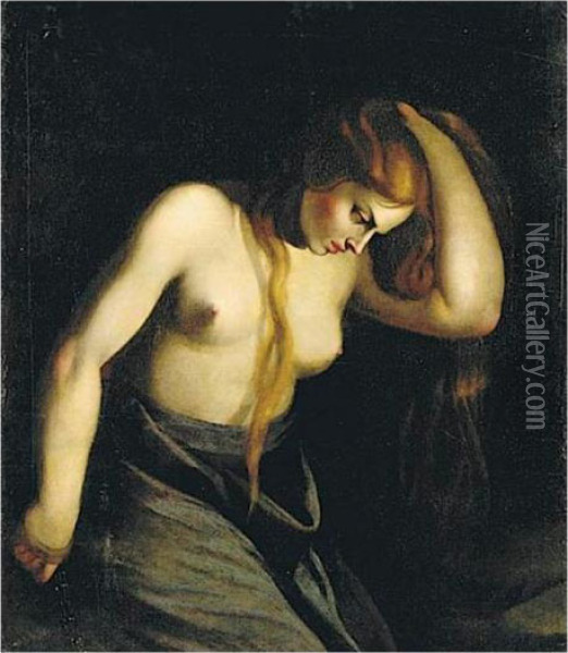 Penitent Magdalene Oil Painting - Michelangelo Merisi Da Caravaggio