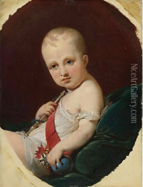 Portrait Of Napoleon Francois Joseph Charles Bonaparte, King Of Rome (1811-1832) Oil Painting - Jean Baptiste Mauzaisse