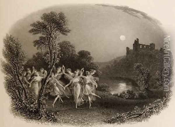 The Dance of the Fairies, engraved by F.C. Lewis, illustration from The Pilgrims of the Rhine published 1840 Oil Painting - Edmund Thomas Parris