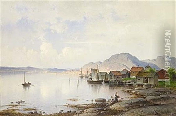 Fiskelage Oil Painting - Harald (Sten H.) Torsslow