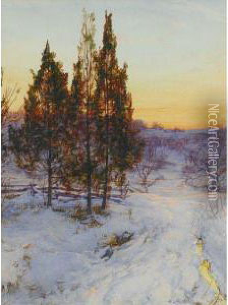 Cedars At Twilight Oil Painting - Walter Launt Palmer