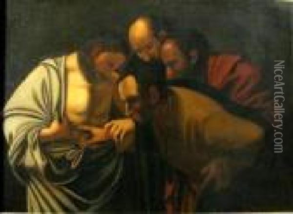 The Incredulity Of Saint Thomas Oil Painting - Michelangelo Merisi Da Caravaggio