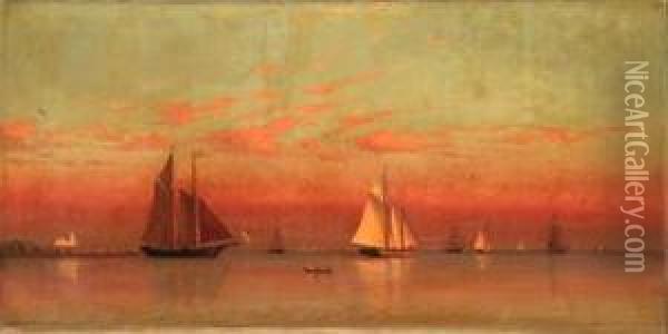 Evening In Gloucester Harbor Oil Painting - Francis Augustus Silva