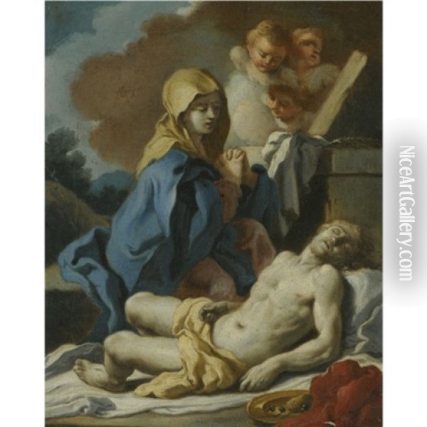 The Pieta (bozzetto) Oil Painting - Francesco de Mura