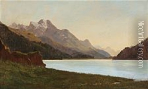 Southern Mountainscape Oil Painting - Janus la Cour