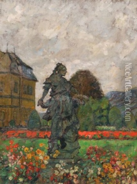 Im Park Von Veitshochheim Oil Painting - August Von Brandis