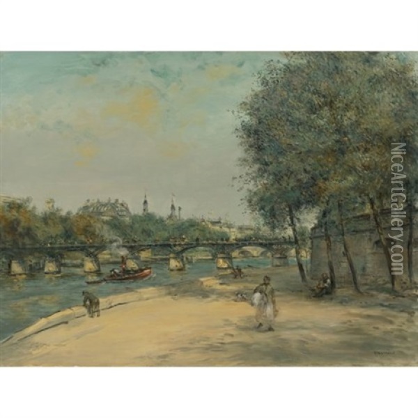 L'institut De France Et Le Pont Des Arts Oil Painting - Jean Francois Raffaelli